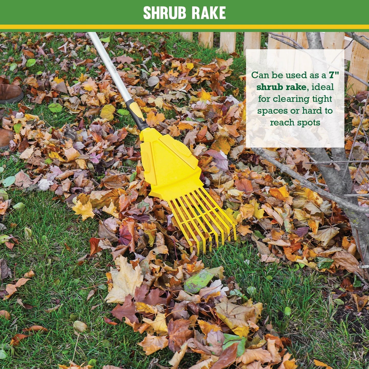 3-In-1 Leaf Rake, Functions as 30In Leaf Rake, 7In Shrub Rake or Leaf Scoops